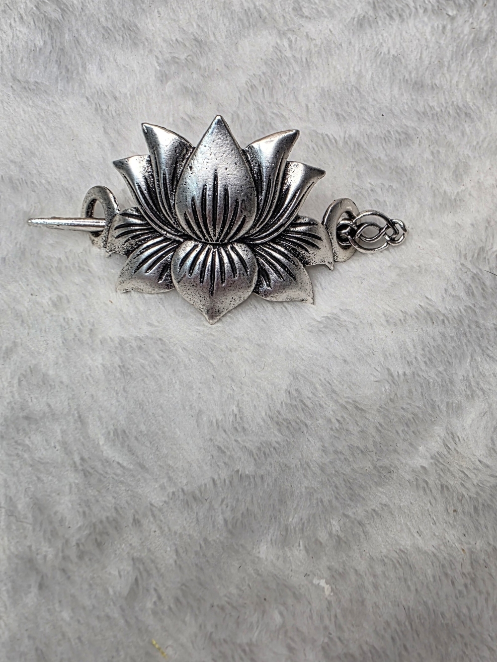 Silver Lotus Hairpin Slide Barrette